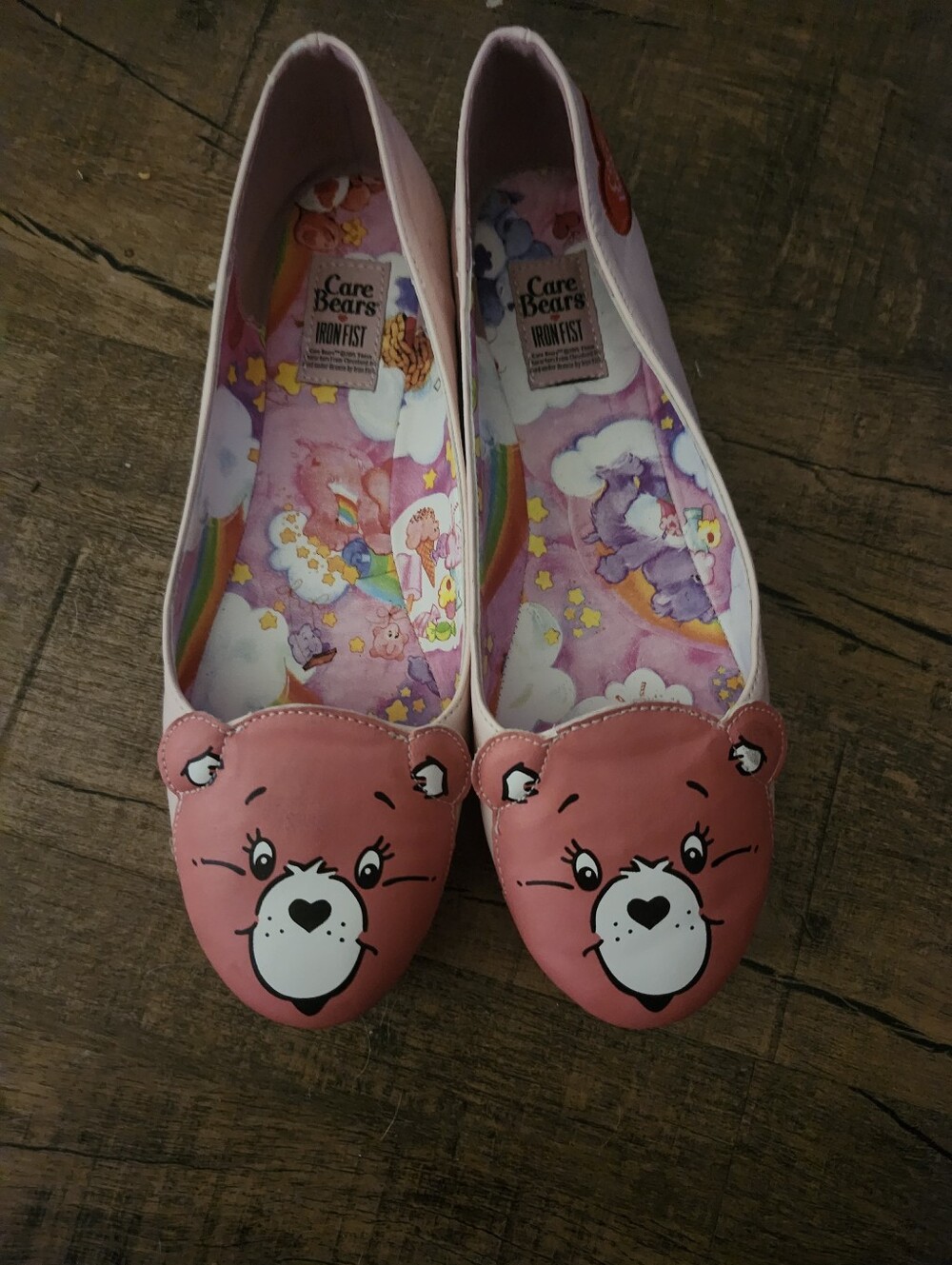 Iron Fist Care Bears Pink Cheer Bear Face Ballet Flats